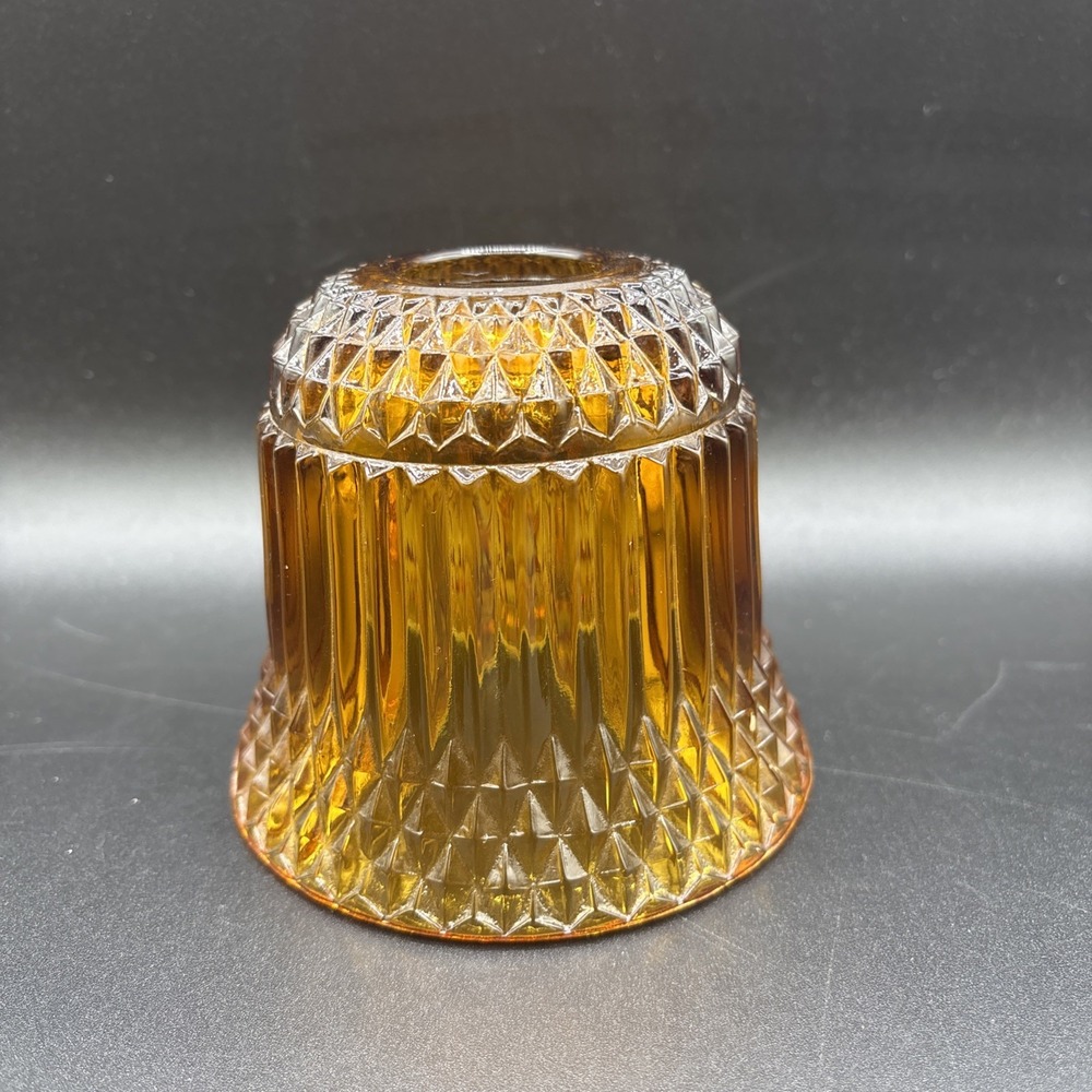 Indiana Glass Diamond Point Amber Fairy Lamp Top Only Vintage